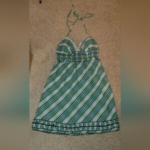 NWOT Heart Soul Green and White Striped SunDress WOMENS LARGE